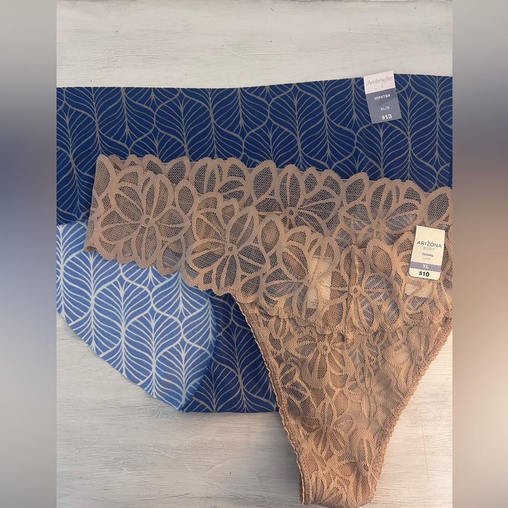 Ambrielle NWT seamless Hipster and Arizona‎ Nude Lace Thong  Size XL